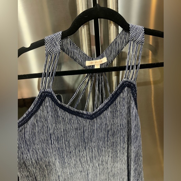 Skies are blue, Beautiful pinstriped navy blue and white tank! - Picture 3 of 4